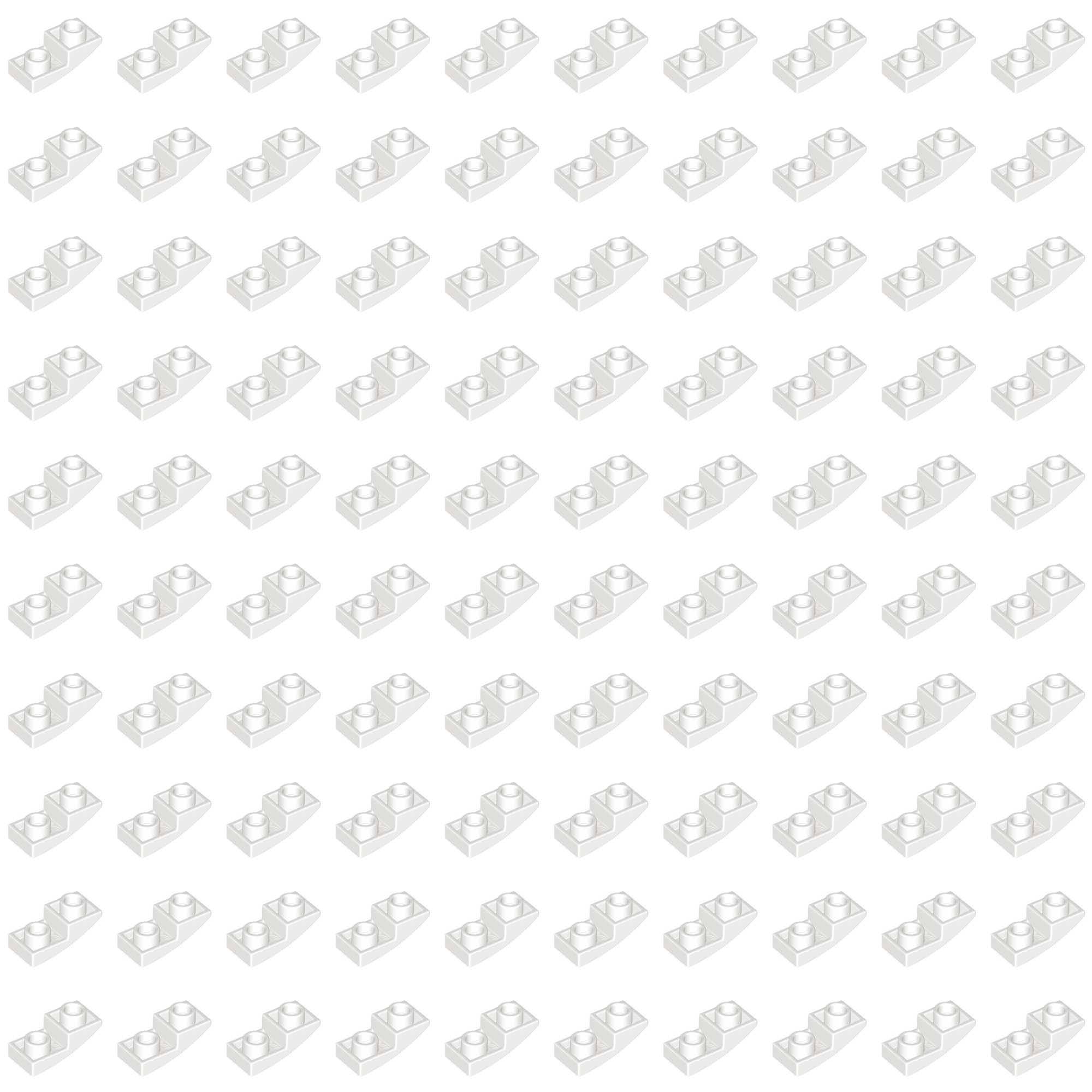 LEGO Slope, Curved 2 x 1 x 2/3 Inverted, Part 24201 (White, 10, Bricks)