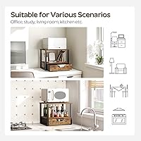 Vista 6 de Desktop Printer Stand, 2-Tier Printer Table with Non-Woven Drawer, Multi-Purpose Desk Organizer for Home Office, Under Desk Open Organizer Shelf