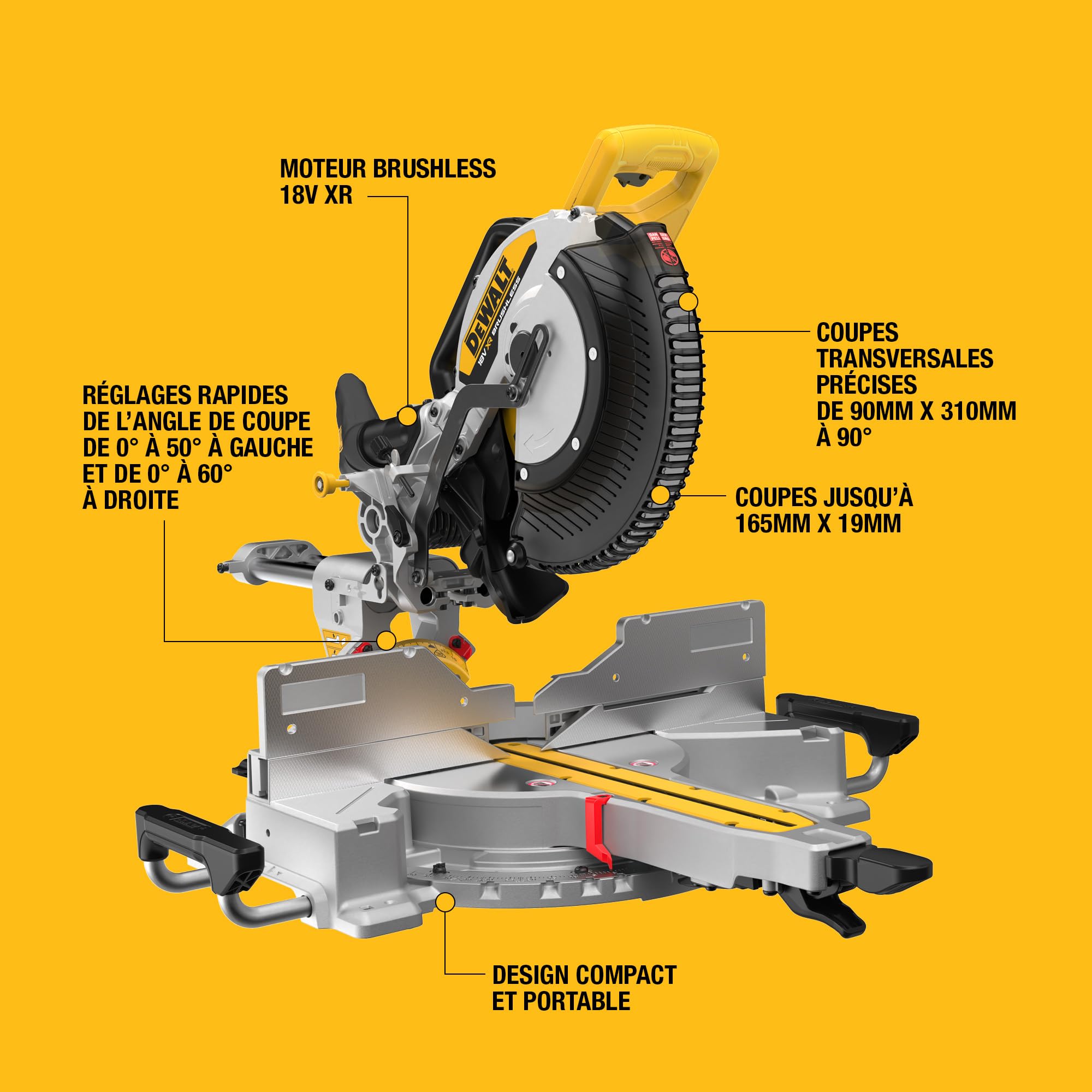 DEWALT Scie à onglet 18V XR 305mm, outil seulement, DCS782N-XJ