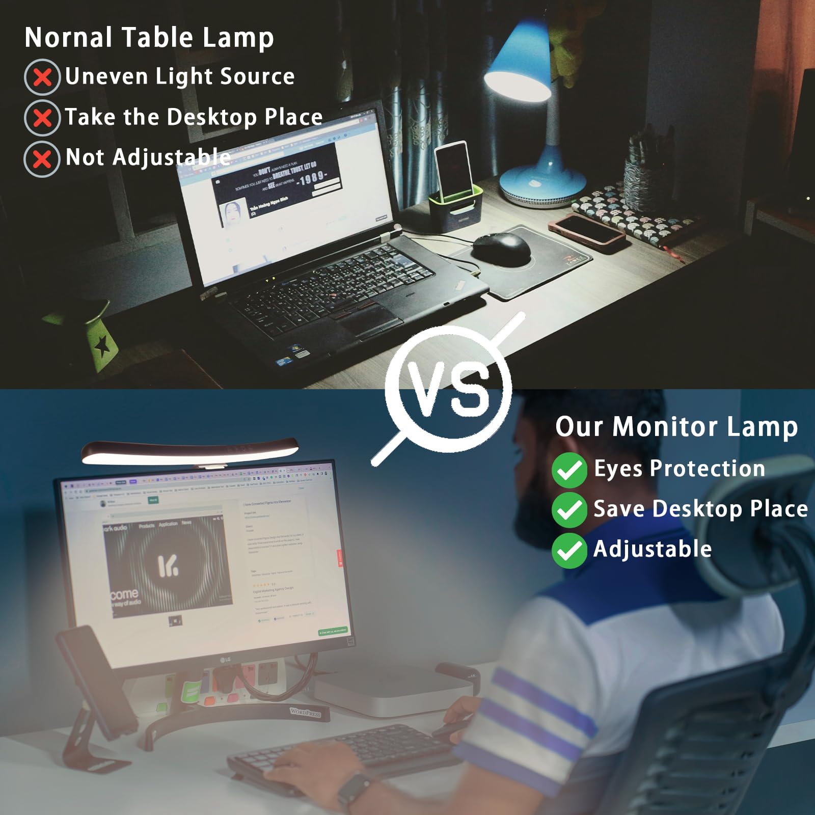 Barra de luz curvada para monitor para pantallas curvas de 24 a 27 pulgadas, barra de luz con 7 RGB, atenuación continua, 3 temperaturas de color, luz de computadora para juegos alimentada por USB 6