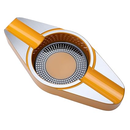 VEXO Metal Zinc Alloy Ashtray, Compact Size Travel Ashtray, Home Ashtray, Cool Ashtray, Great Gift Idea for Men (Yellow)