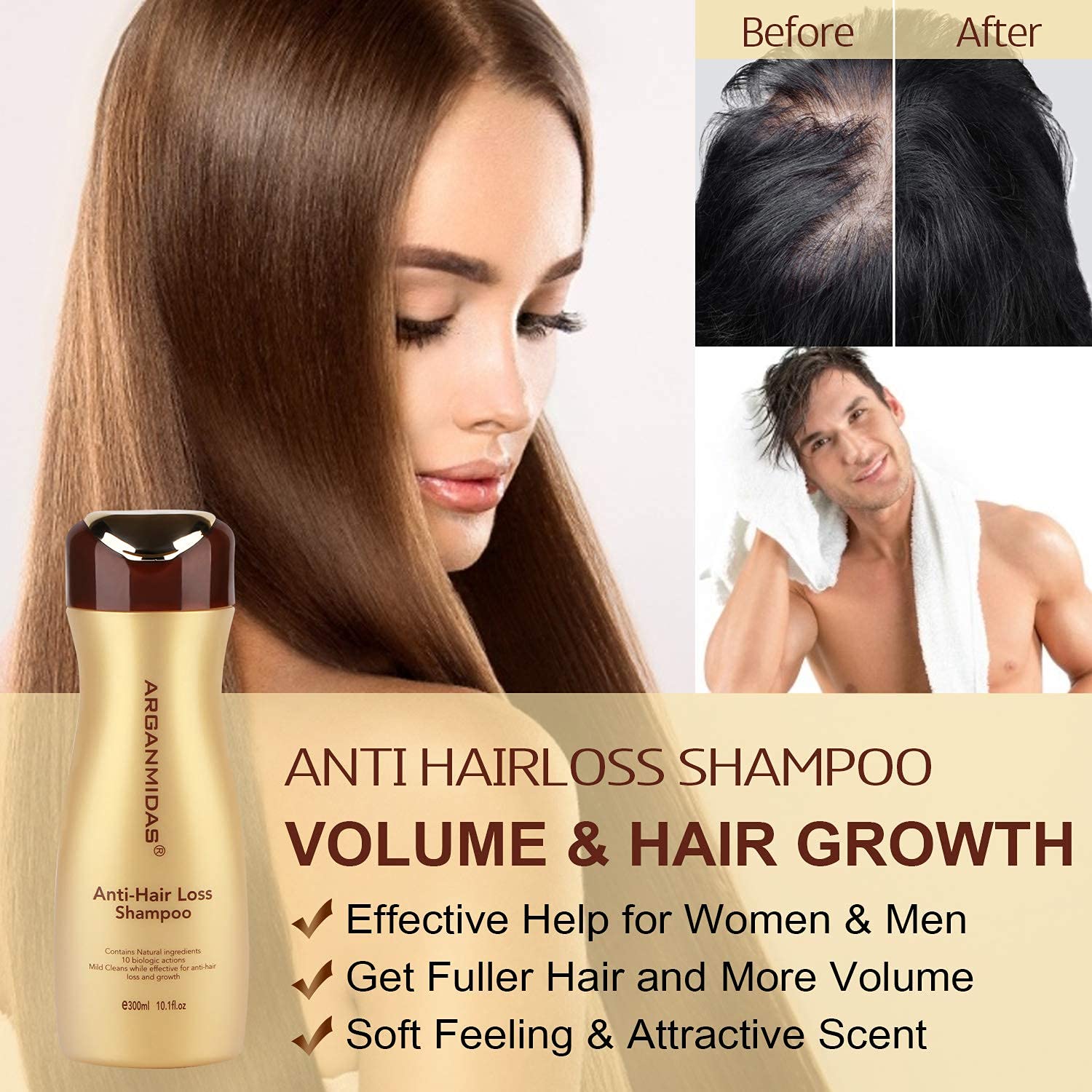 Buy Anti Hair Loss Shampoo, ARGANMIDAS Thinning Hair Shampoo for Women