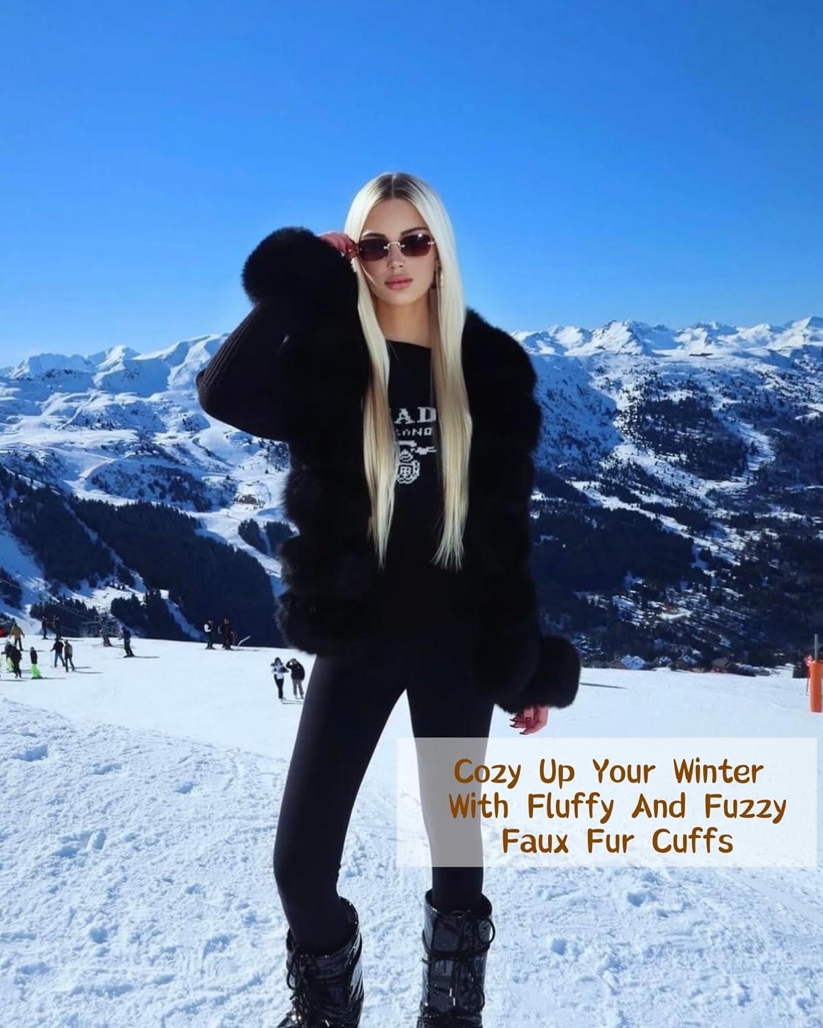 HOMEYEAH Faux Fur Cuffs Arm Leg Warmers Furry Wrist Cuff Warmer Halloween Decorations Costumes For Women - Image 5