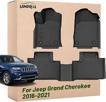 Car Floor Mats Replacement for Jeep Grand Cherokee 2016-2021/ Grand Cherokee WK 2022 Not for L Odorless Custom Fit Liners Front Rear Heavy Duty Carpet Accessories Waterproof All Weather