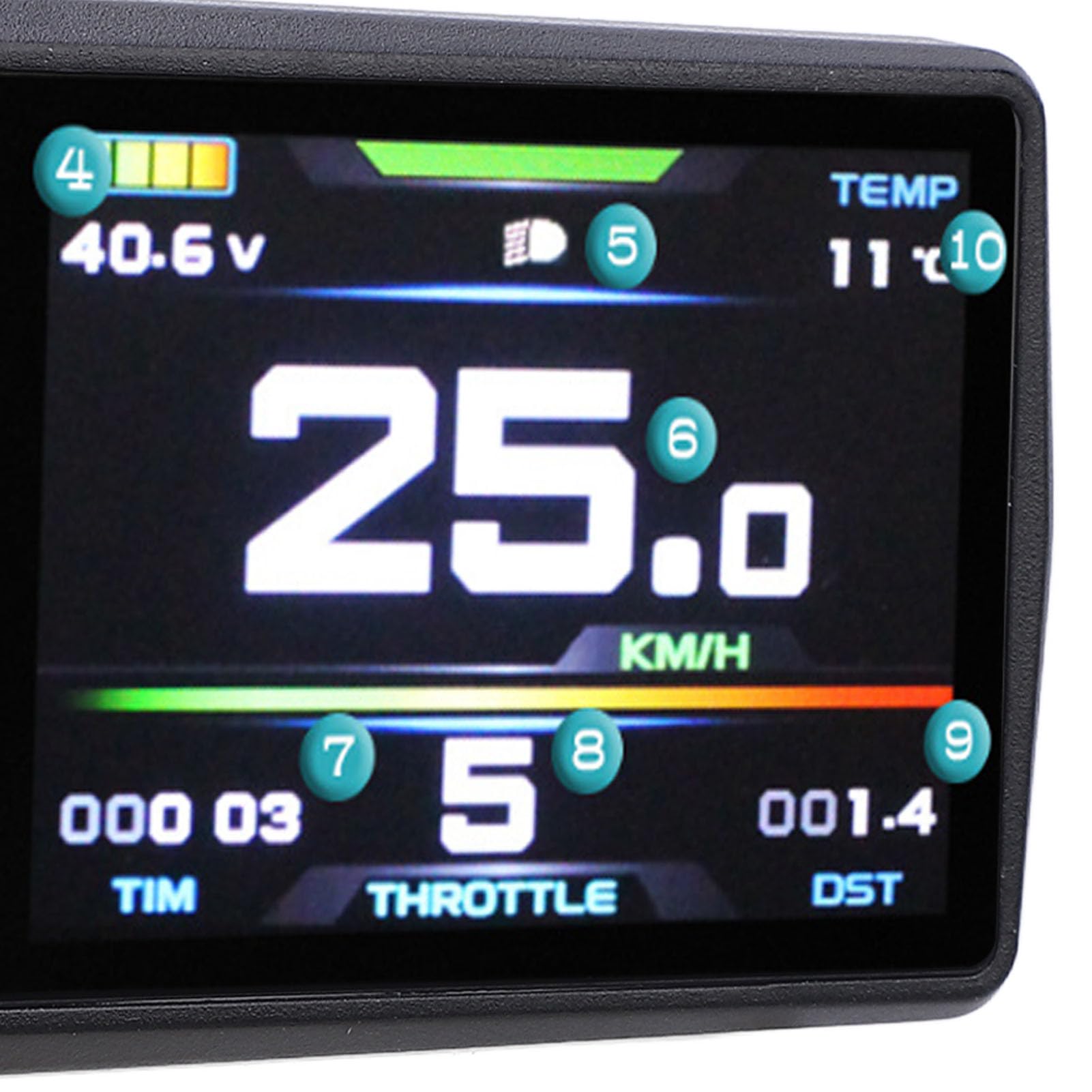 BTSEURY LCD Cycling Panel, Electric Cycling Panel with USB Charging Port and Water Proof Connector Color LCD Display Meter for KT TF01