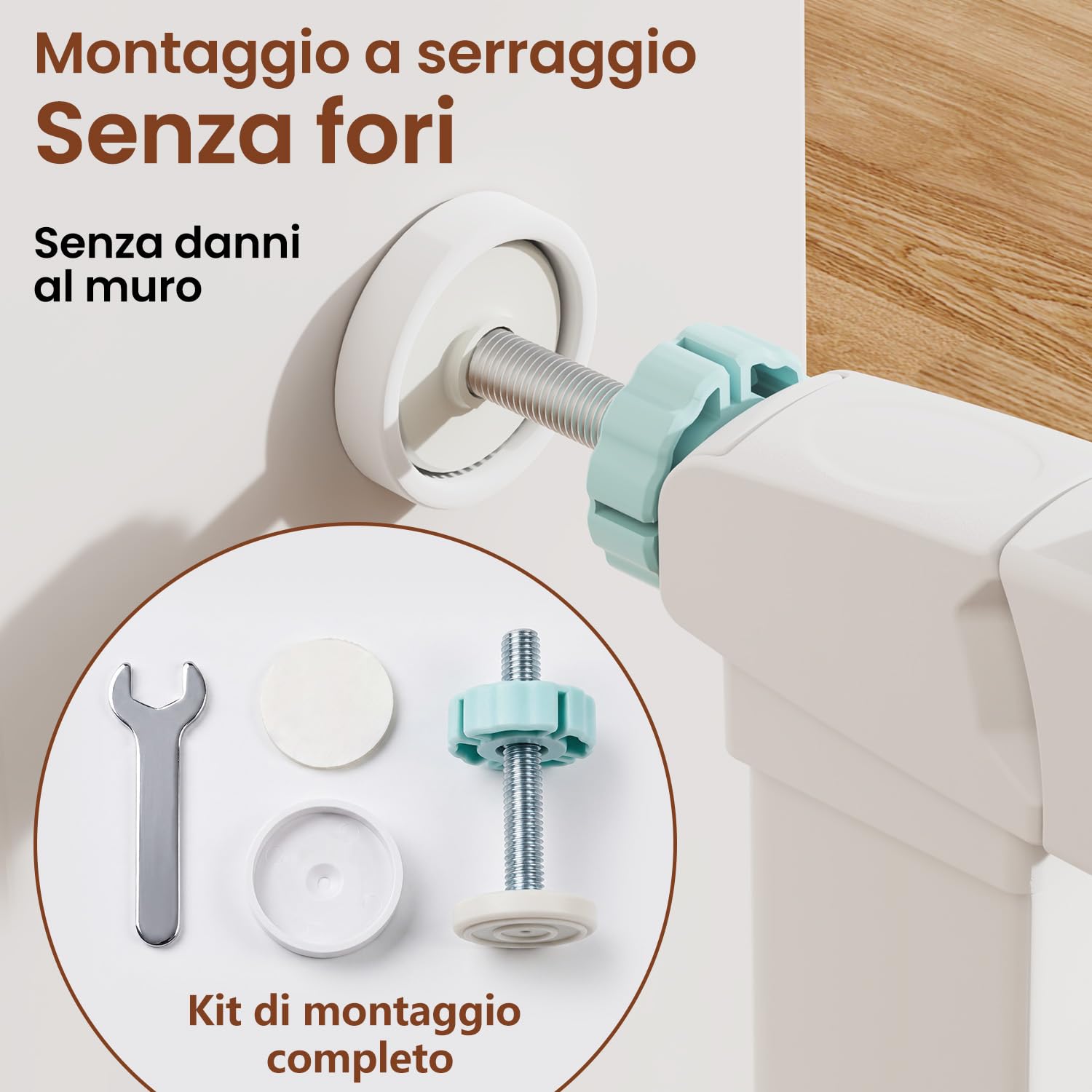 YEAUPE PRO Cancelletto per Bambini e Animali Senza Foratura,92-95cm,Bianco