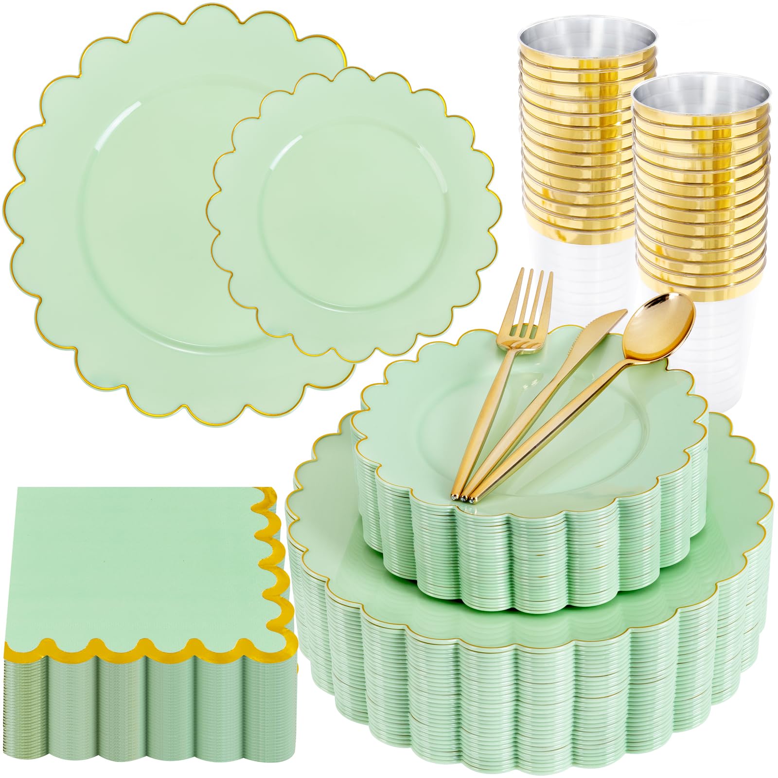 Gold Rim Plates Party Dinnerware Set -11