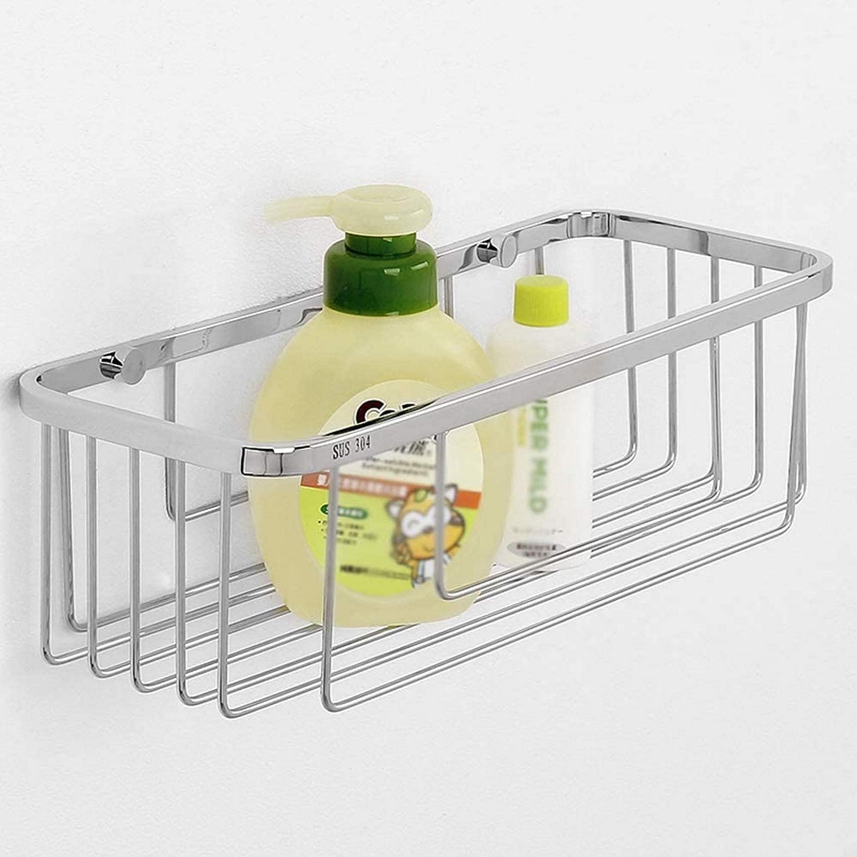 Wall Mounted Shower Caddy Rack304 Stainless Steel Bathroom Storage Shelf Kitchen Hanging Basket Holder for Shampoo Soap Spice
