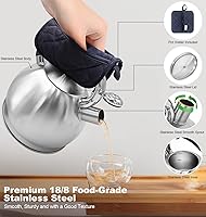 Vista 4 de Hervidor de té de acero inoxidable, tetera de té, tetera silbante vintage para estufa, duradera y resistente a la oxidación, con un soporte