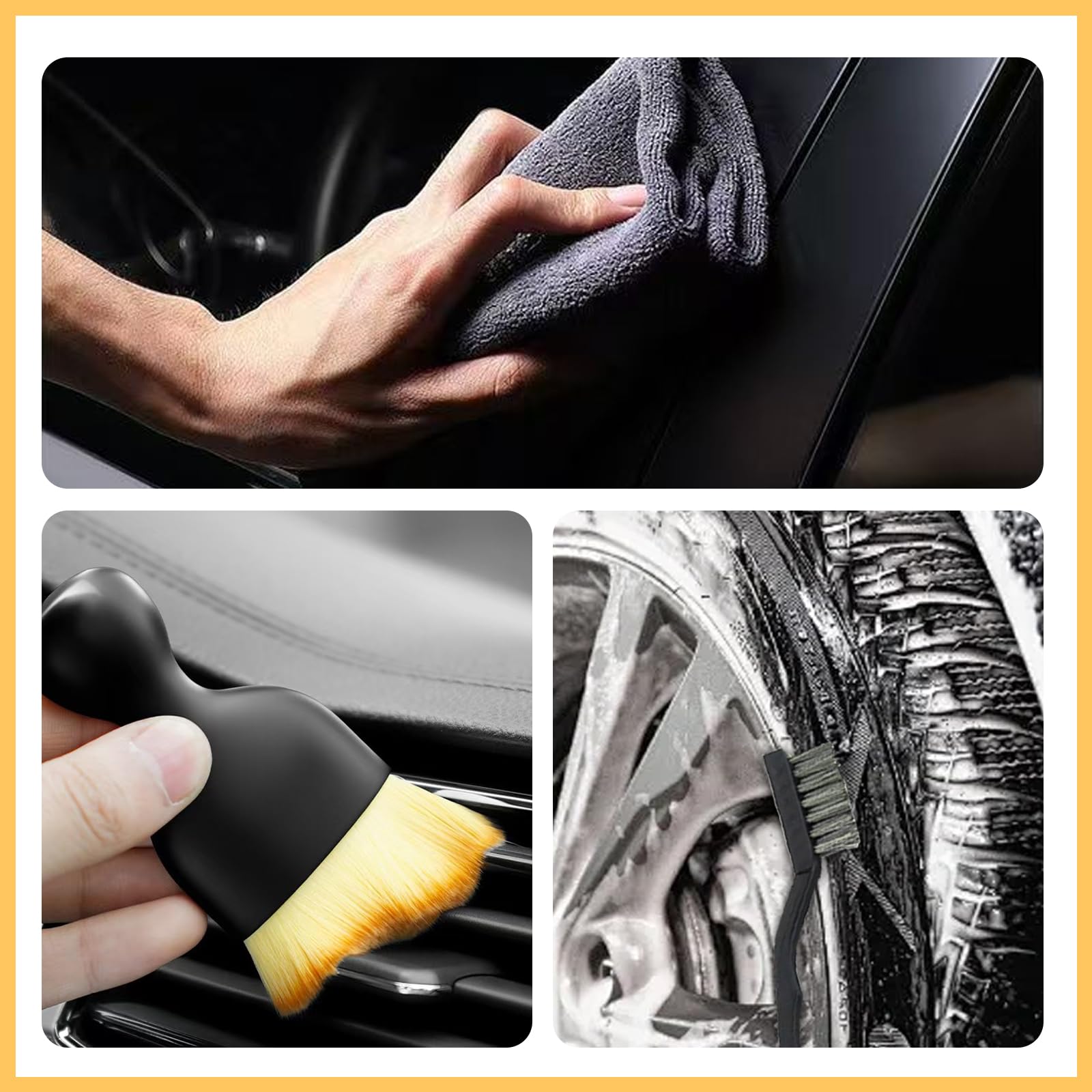 Kit Pulizia Auto 11 Pezzi - Pennelli Detailing Per Cerchi, Motore, Bocchette Aria E Interni - Foto 6