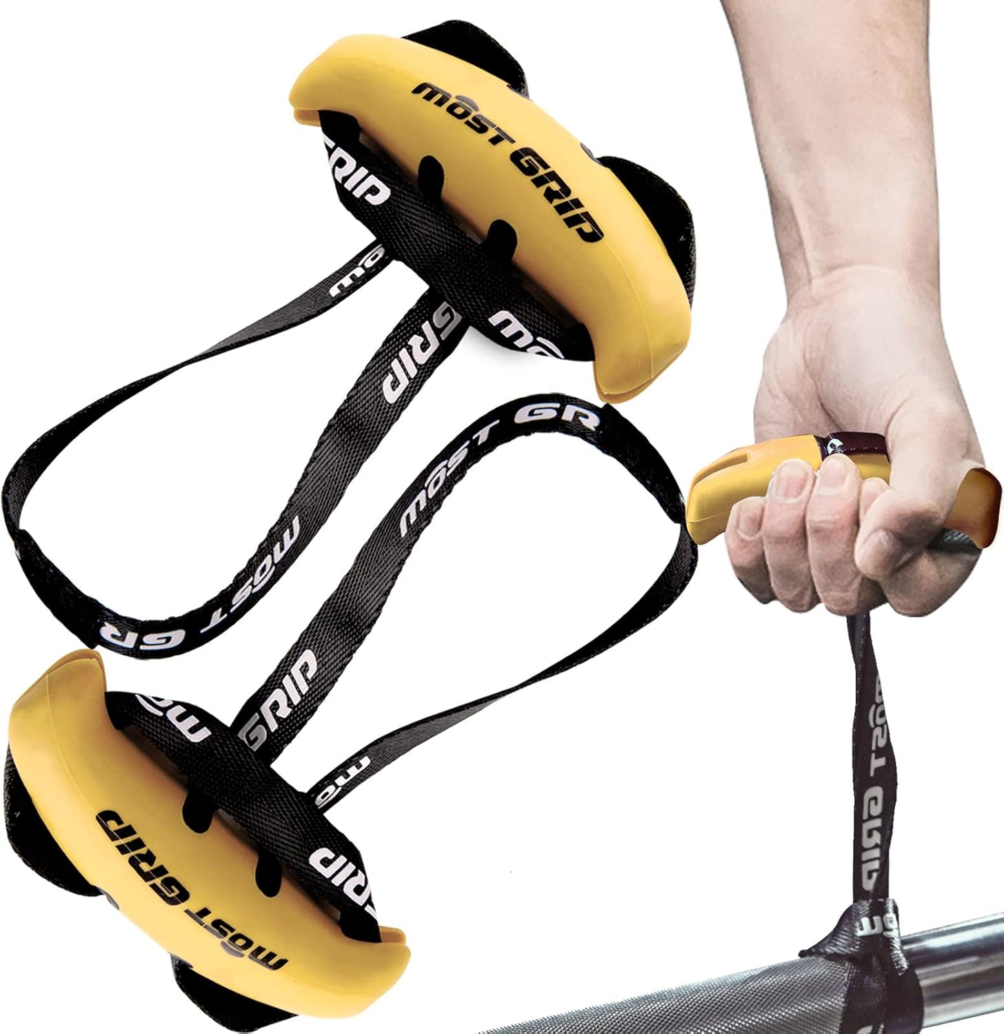 eurovicky Ergonomic Pull up Handles Resistance Band Handles Cable Attachments for Gym Cable Machine Handles Yellow