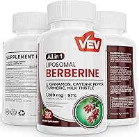 Vista 1 de VEV Berberine Supplement with Ceylon Cinnamon, Cayenne Pepper, Turmeric, Milk Thistle, Vegan & Non-GMO – 120 Capsules