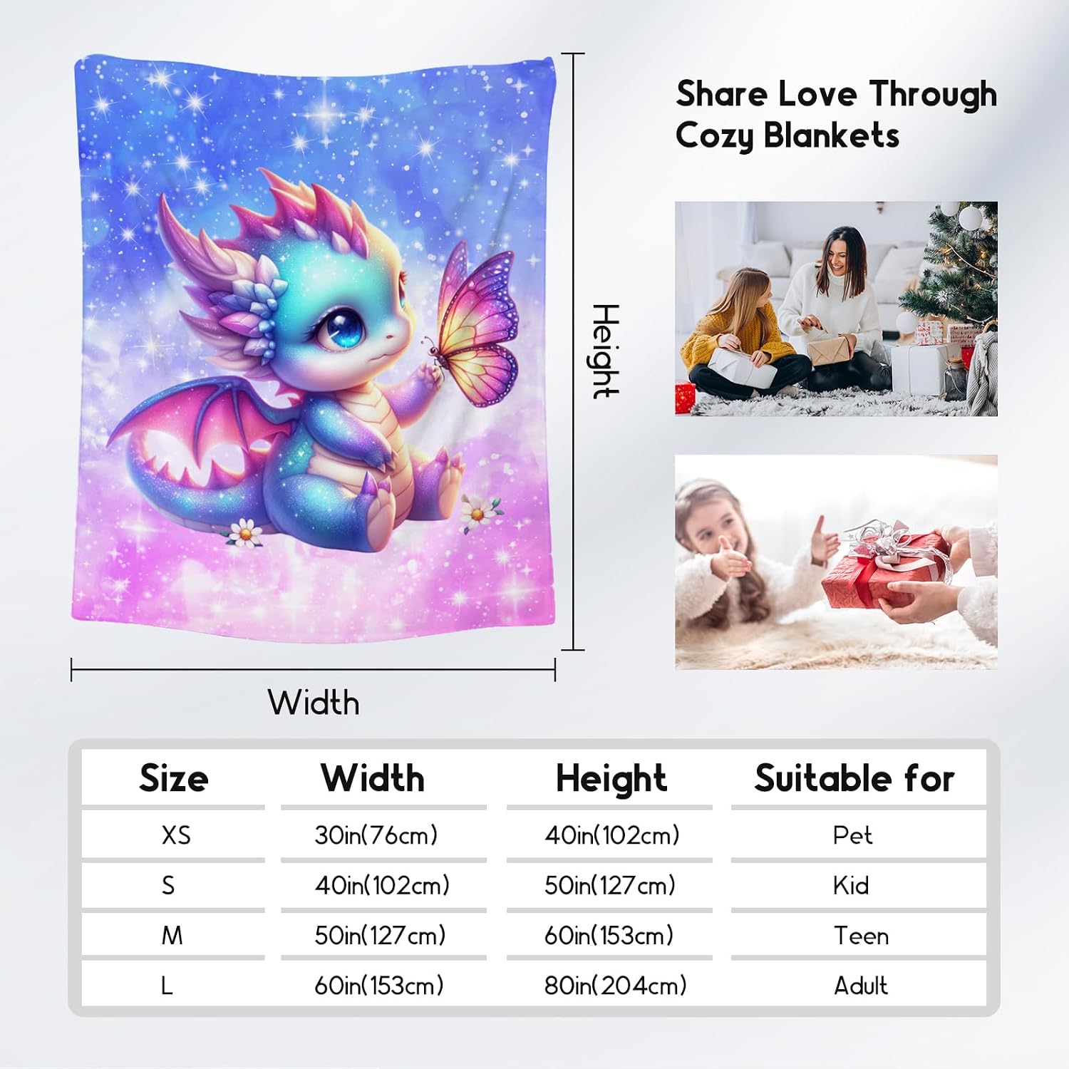 Blanket for Kids Dragon Blankets Gifts for Girls Adults - Cute Flannel Throw for Couch Sofa (50"x60")