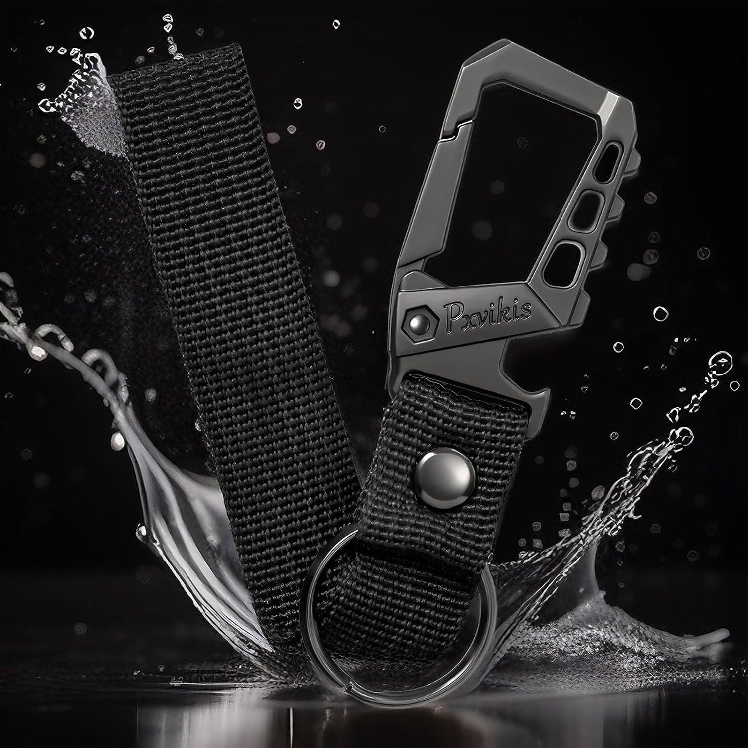 Metal heavy duty key chain carabiner clip bottle opener wrist lanyard ring car key fob unisex for men and women - Image 5