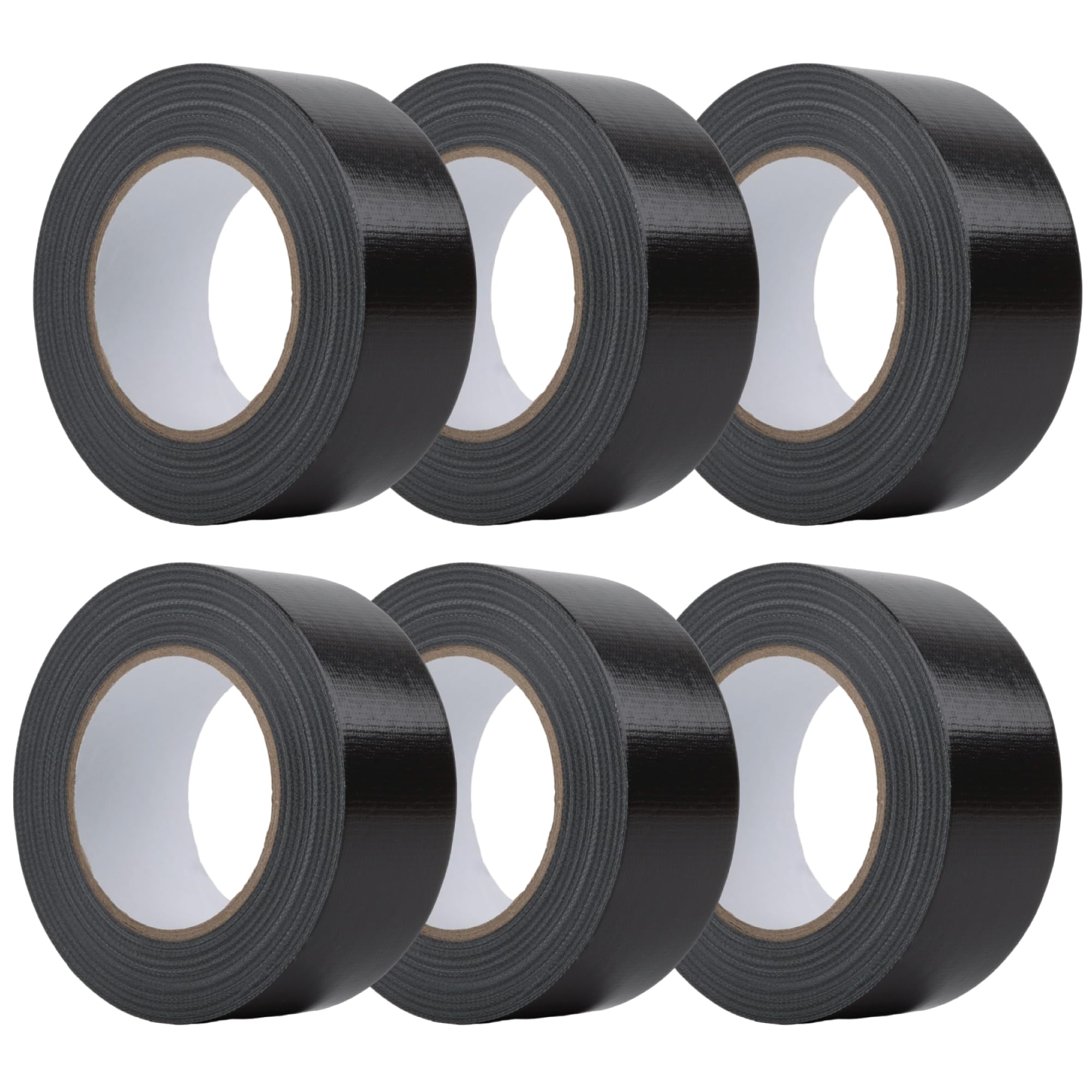 JEFFCO Black Duct Tape 48mm x 45m — 6 Pack Bulk | Heavy Duty Gaffer Tape, Waterproof & Strong | Self Adhesive Gaffa Tape, Multipack for Industrial & DIY
