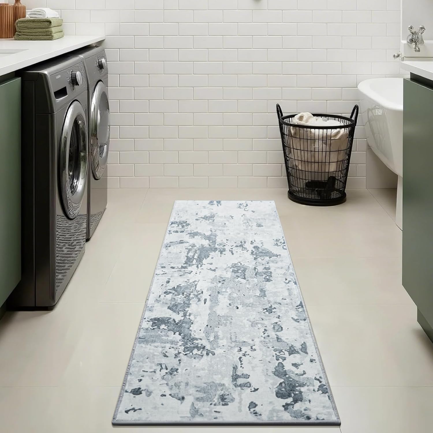 Runner Rug 2x6, Washable Runners for Hallways, Non-Slip Kitchen Rug with Rubber Backing, Soft Long Hallway Rugs, Laundry Room Rug, Modern Throw Entry Mat for Entryway Entrance Living Room Bedroom