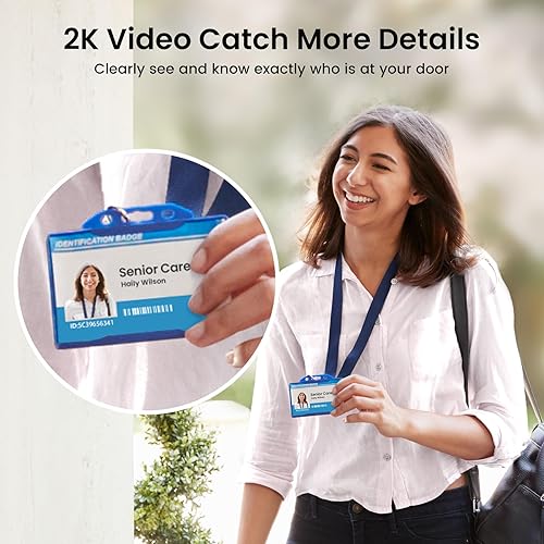 Miniatura 6 de aosu Cámara inalámbrica de timbre, vista de pies a cabeza, detección inteligente de paquetes, timbre de video WiFi de 2.4 GHz con timbre, compatible