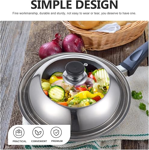 Miniatura 5 de YARNOW Tapa universal de acero inoxidable, tapa redonda de hierro fundido de repuesto para sartén (11 pulgadas)