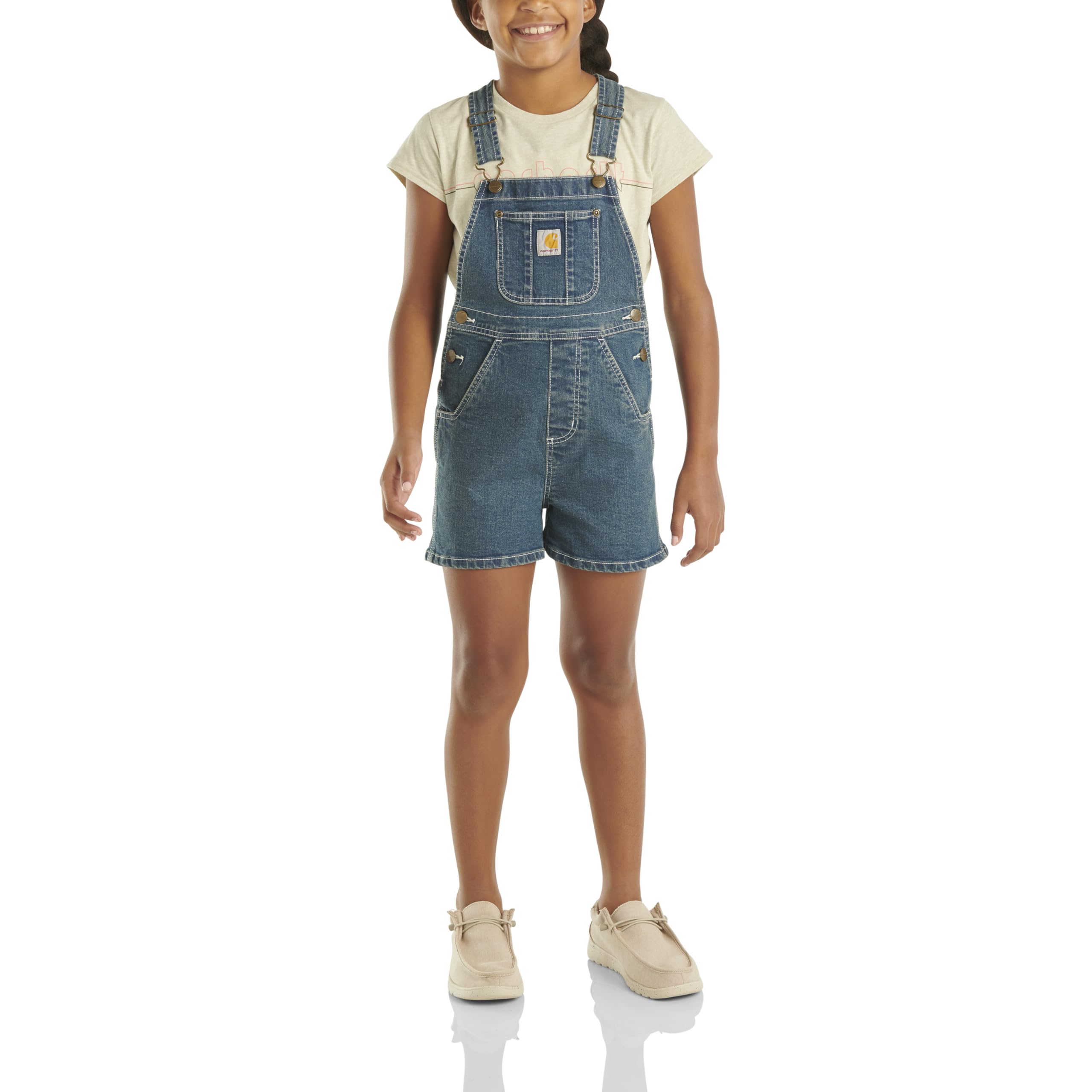 CarharttGirls Loose Fit Jean Overall Shorts Denim Shortalls