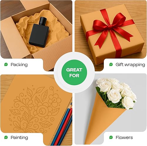 Vista 163 de Rollo de papel kraft marrón de 24 x 2160 pulgadas (180 pies), paquete de 4 – Papel de embalaje marrón hecho en Estados Unidos de 30 libras de grosor