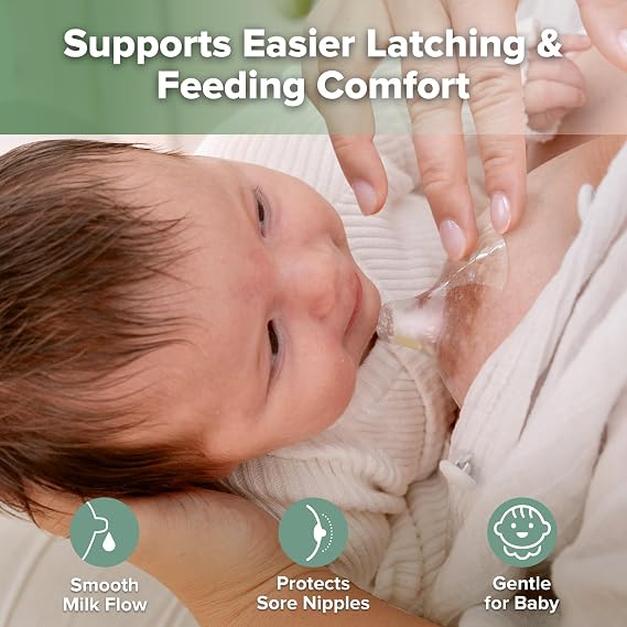 haakaa Nippleshield Silicone Nipple Shields for Breastfeeding with Carry Case Ultra-Thin Super-Soft (18mm, 2pk)
