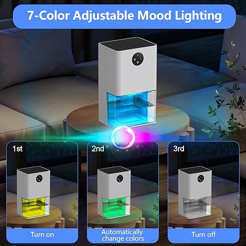 Miniatura 5 de Deshumidificador, deshumidificadores pequeños de 50 onzas para habitación del hogar, silencioso con apagado automático, deshumidificadores para