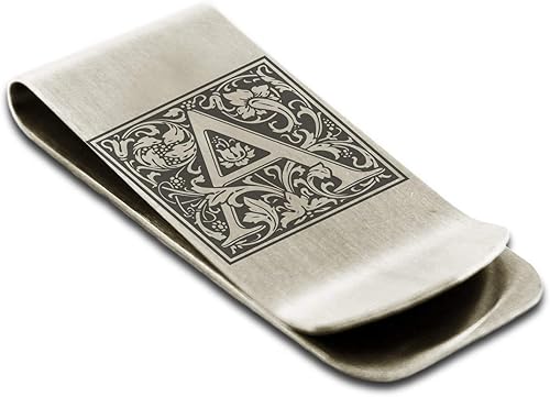 Clip de dinero de acero inoxidable para hombres, papá, niño, amigo, padre, floral, inicial, caja, monograma, tarjetero Dad, Boy Friend, Father,