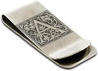 Stainless Steel Money Clip For Men Dad Boy Friend Father Floral Initial Letter Box Monogram Wallet Cash Card Holder