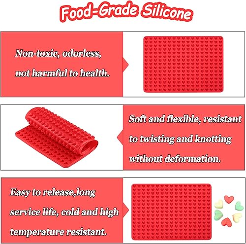 Miniatura 4 de Moldes de silicona con forma de corazón de 255 cavidades, moldes de caramelo de grado alimenticio antiadherente para chocolate, molde de goma para