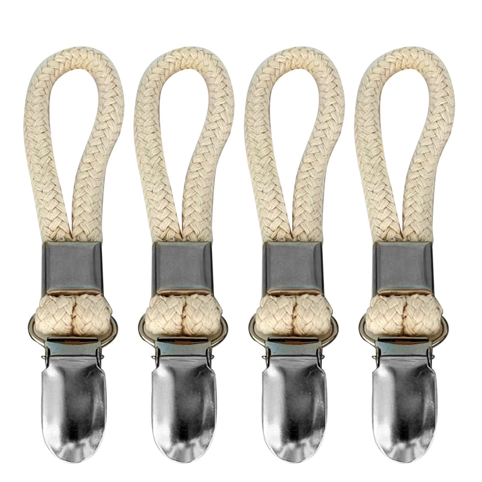 Yhplxyuus 4Pcs Braided Cotton Loop Metal Towel Clips Household Organization Supplies for Home Bedroom Dormitory Organize Rack Towel Clips