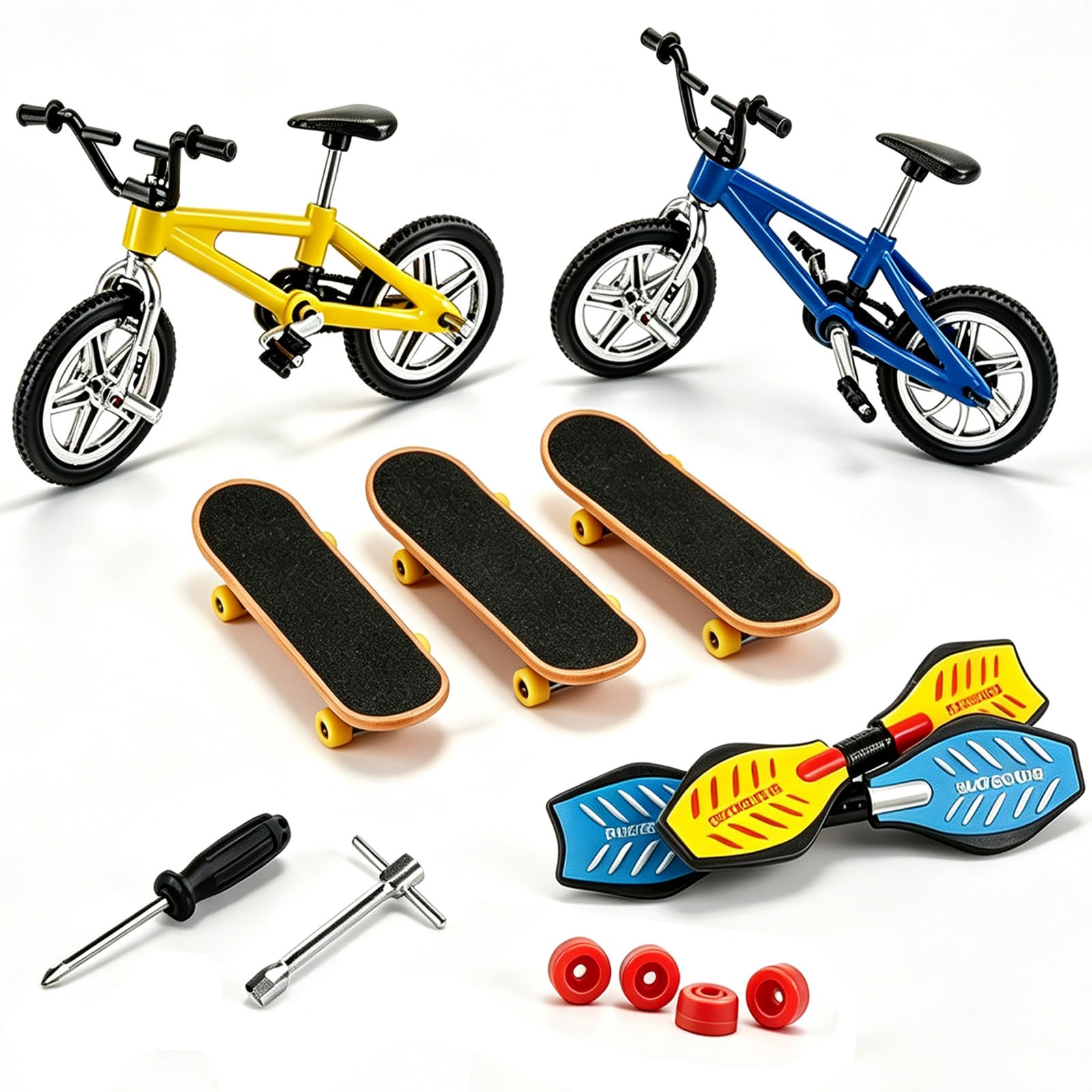 Lumina Co 8 Pack Finger BMX, Finger Scooter & Tech Deck Bike, Metal, Wheels