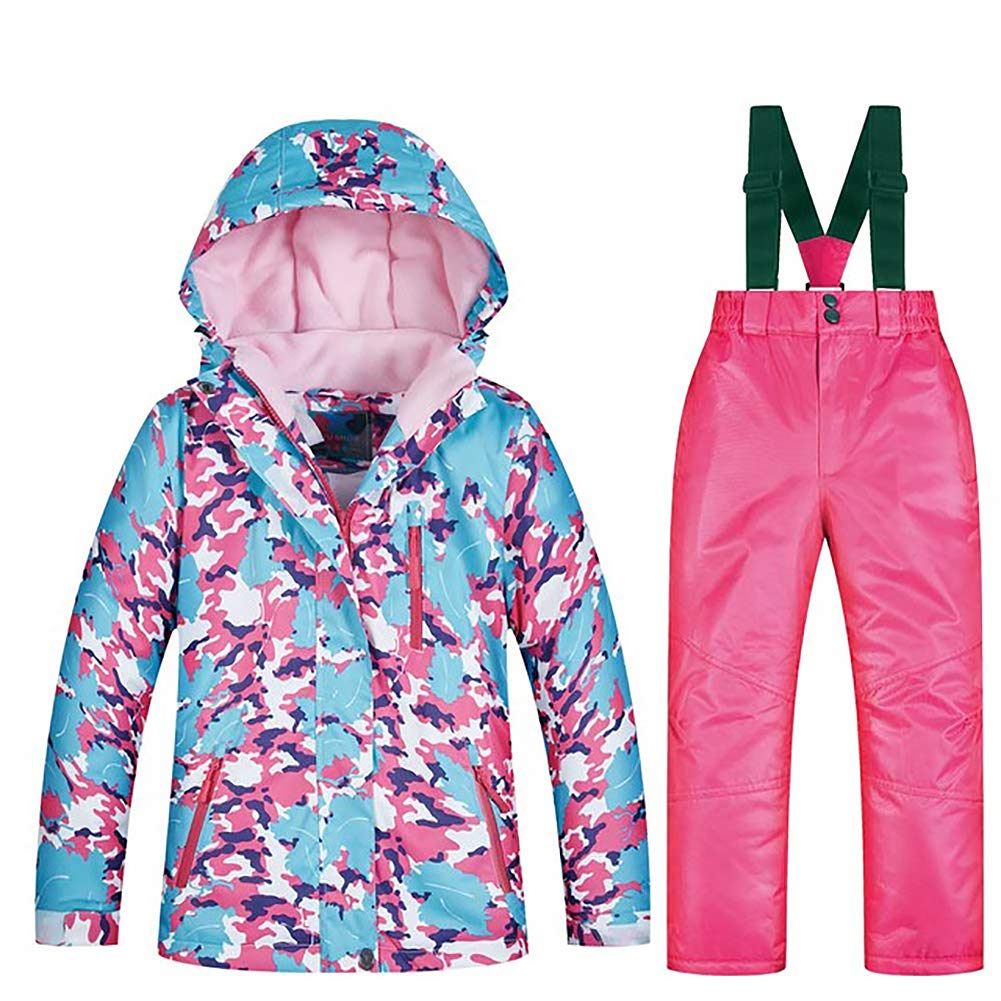 Girls/Boys Snowsuits Hooded Insulated Windproof Winer Coats Ski Jacket Snow Pants Set
