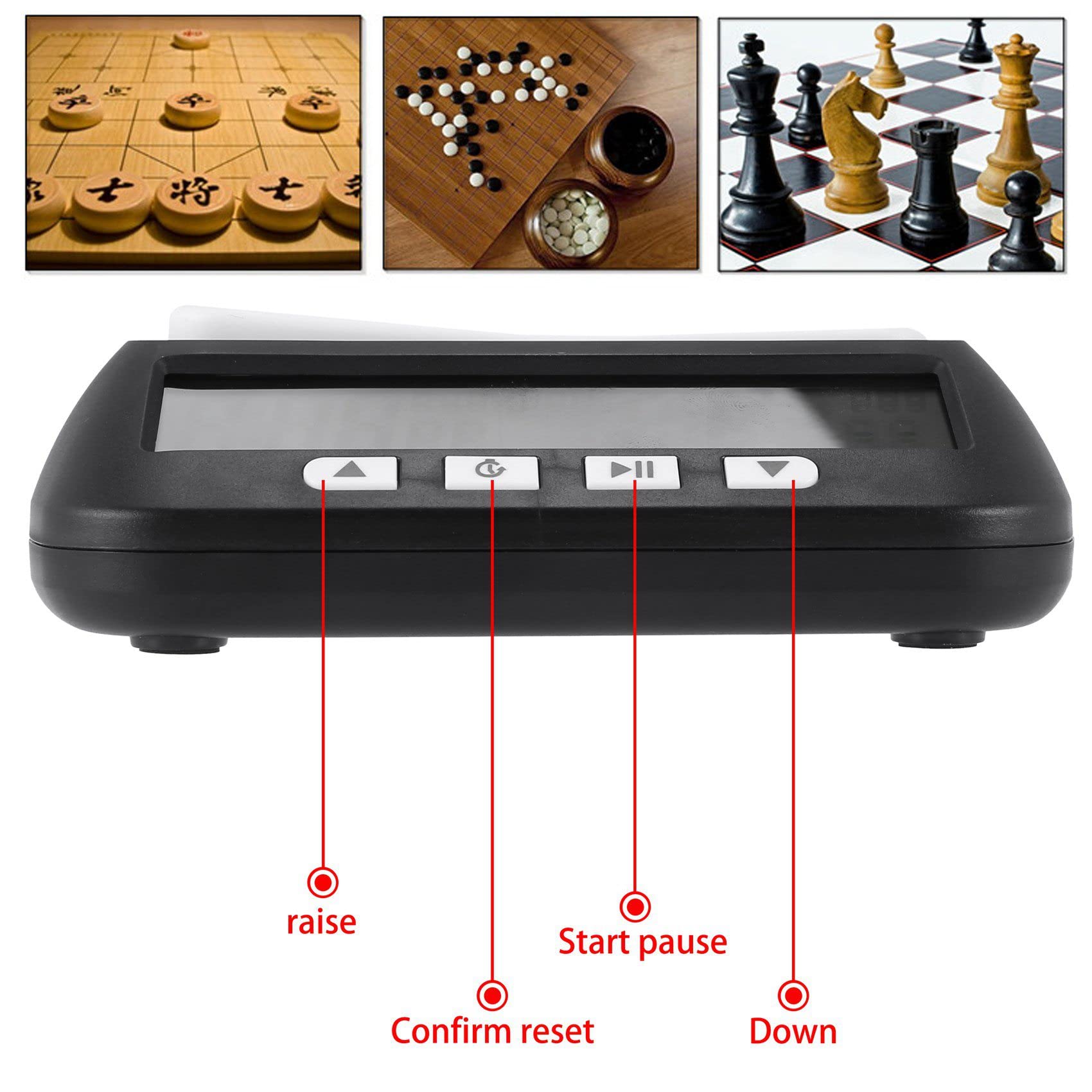 ISTOVO 5 x Schachuhr, digitaler Schach-Timer & Spiel-Timer, Mehrzweckuhr, tragbar, professionelle Uhr, schwarz