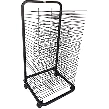 Art Drying Rack - 30 Removable Shelves, Mobile Paint Drying Rack with 4 Wheels, Canvas Rack Artwork Storage Stack Rack for Schools & Art Studios & Classroom, 17.7" x 16.1" x 36.2", Black