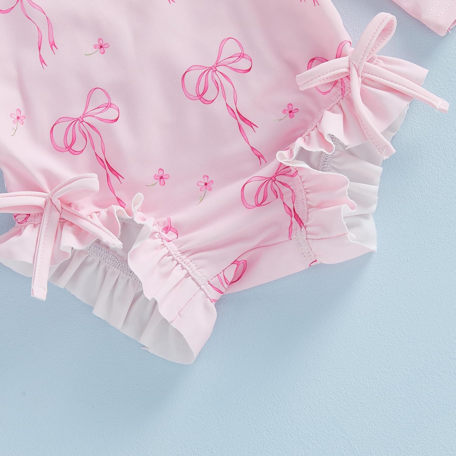 Toddler Baby Girl One Piece Swimsuit with Sun Hat Rash Guard Zipper Ruffle Bathing Suit Infant Swimwear 2PCS