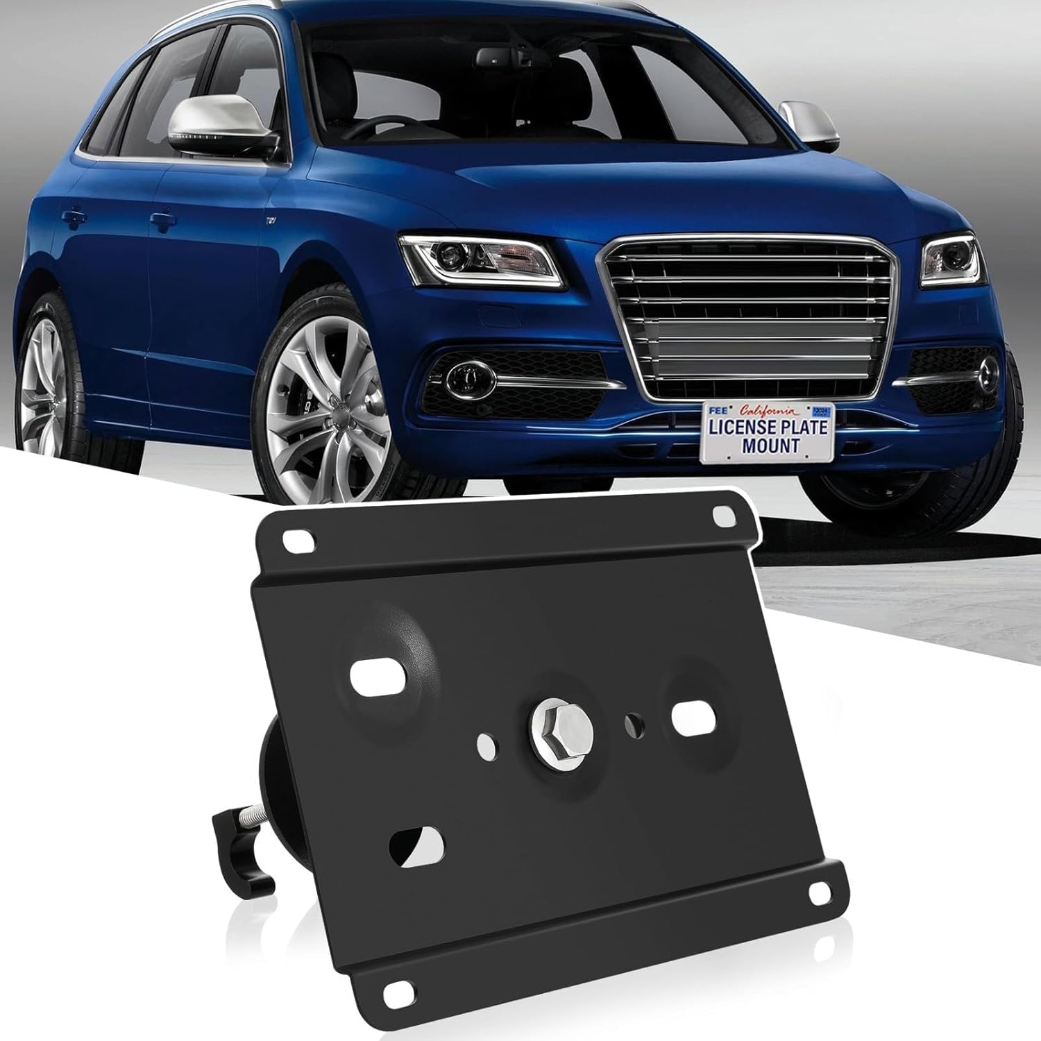 New No Drill Front Bumper License Plate Mount Bracket Holder Compatible with Audi SQ5 2018-2024 (80A) Front Grille License Plate Frames Front License Plate Mounting Kit Car Tag Accessories