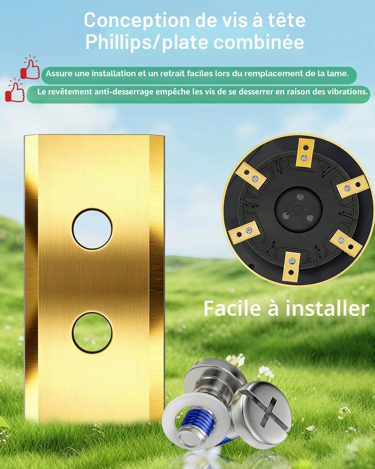 36 x Lames de Rechange Premium Titan + vis avec Sécurité pour Toutes les Séries Mammotion Luba et YUKA, LUBA AWD 1000-5000, LUBA 2 AWD 3000-10000,YUKA 600-1500, avec Boîte