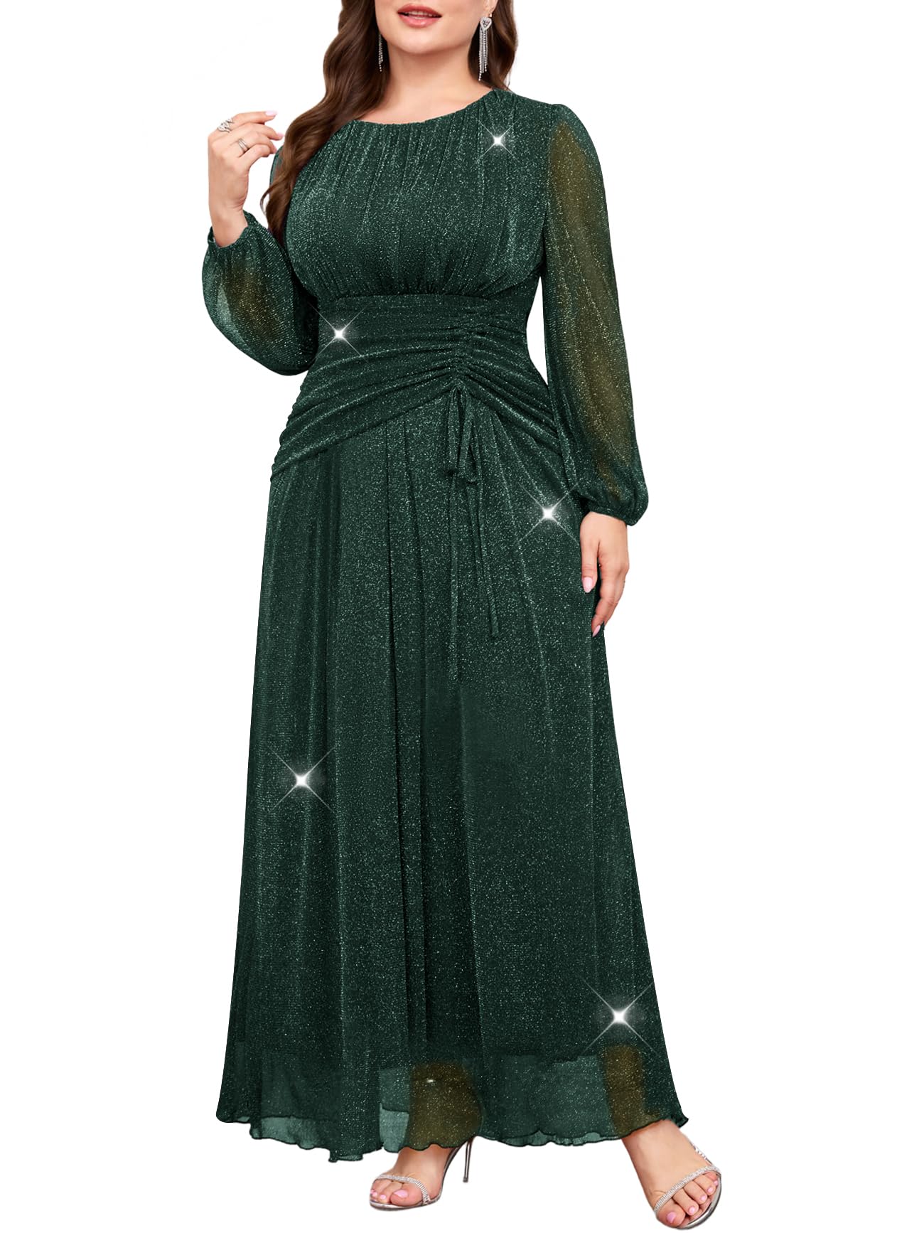 Photo 1 of TIARALY Plus Size Sparkly Formal Dress - Dark Green, 0X
