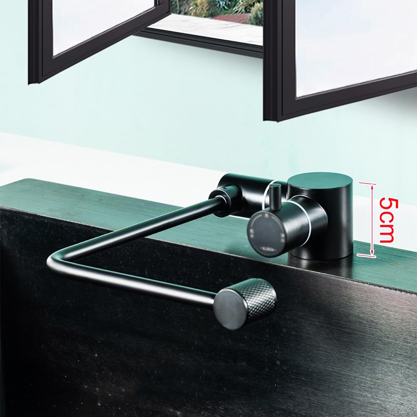 Grifo de Cocina Fregadero Abatible de 5cm 1 Hoyo Grifo Osmosis de Ggua Fria,negro