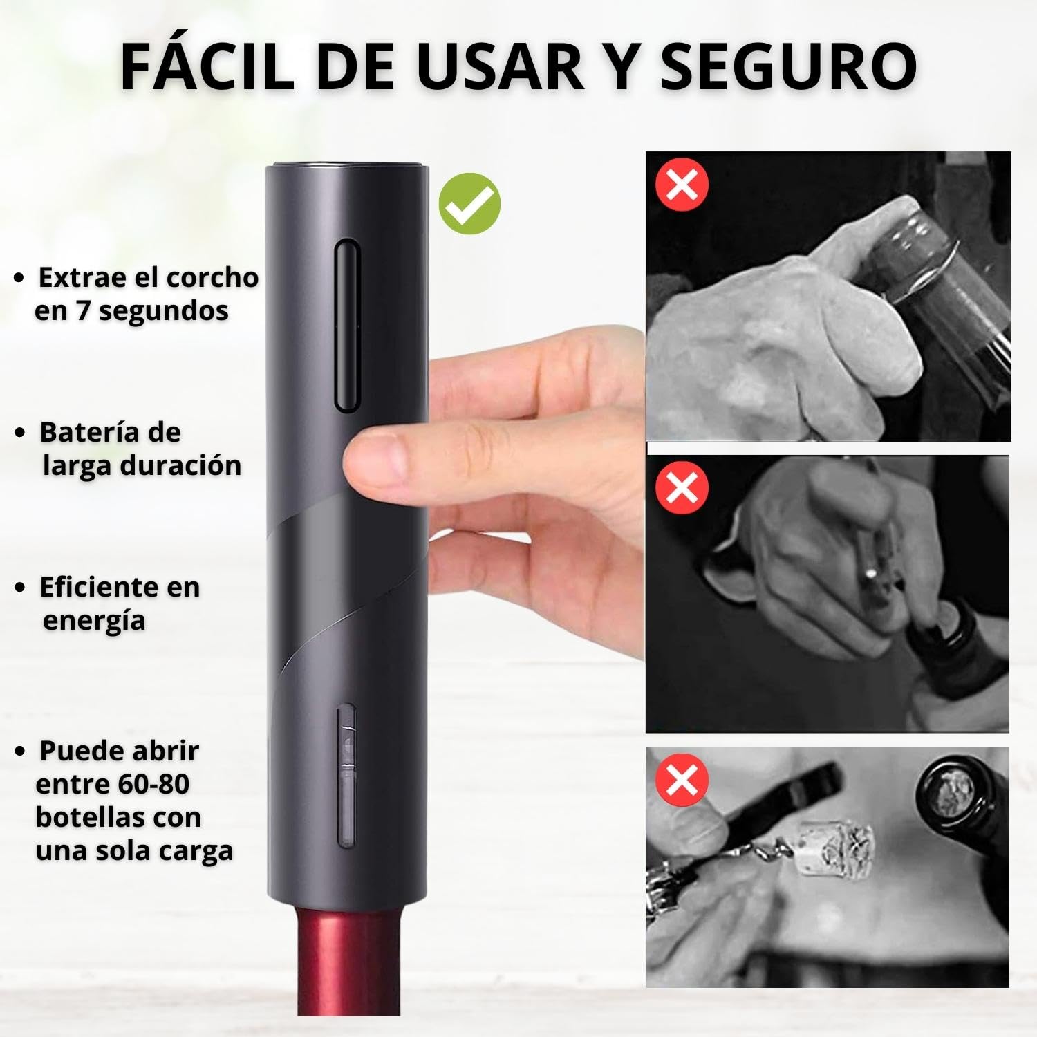 Set Apribottiglie Vino Professionale Apribottiglie Vino Cavatappi Elettrico Per Vino Apribottiglie Professionale A Batteria 4pcs Aa Non Incluso Design Elegante Nero Cavatappi Vino Apribottiglie Con Aeratore - 5
