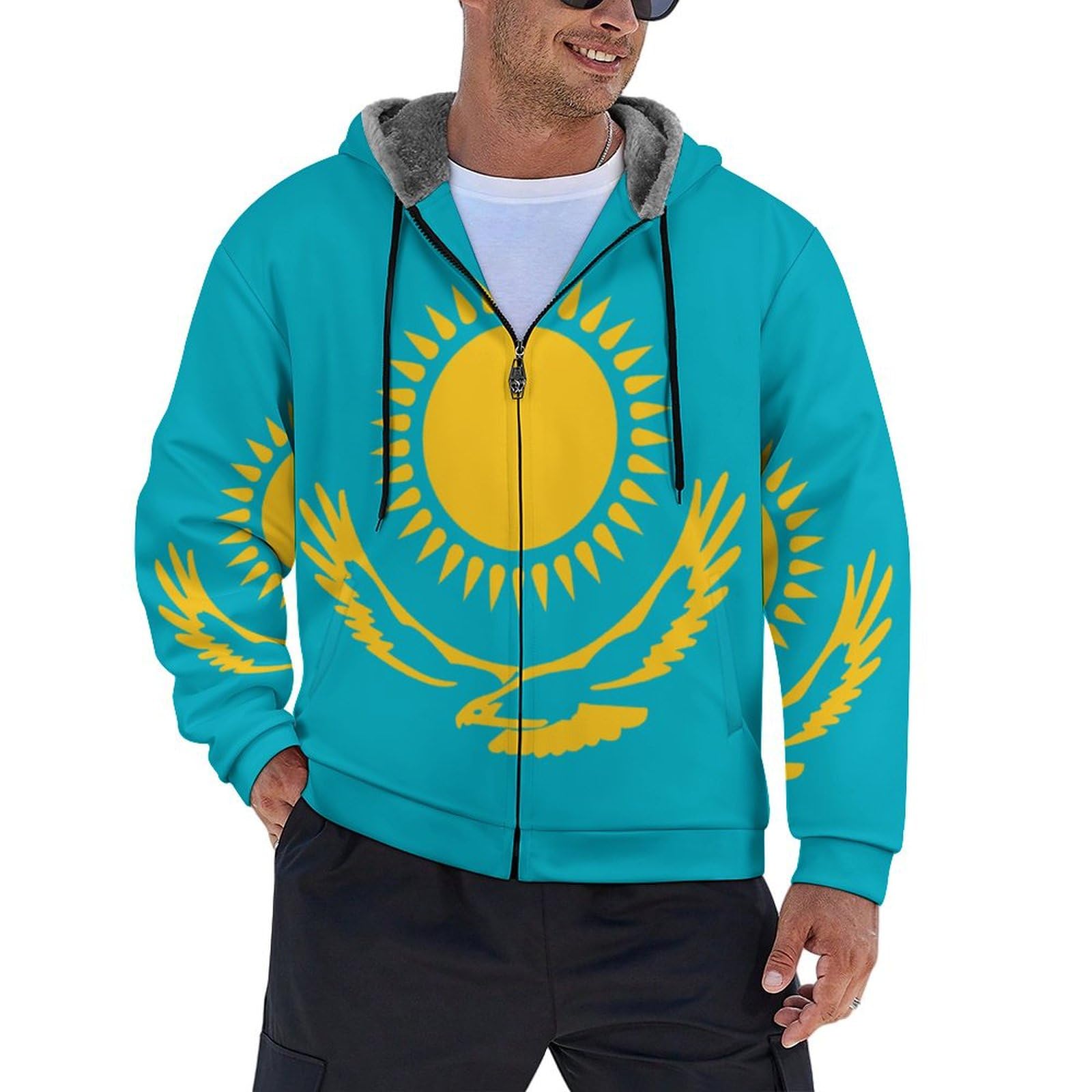 Veste polaire épaisse homme contre le froid, sweat zippé chaud à capuche et grandes poches - 8