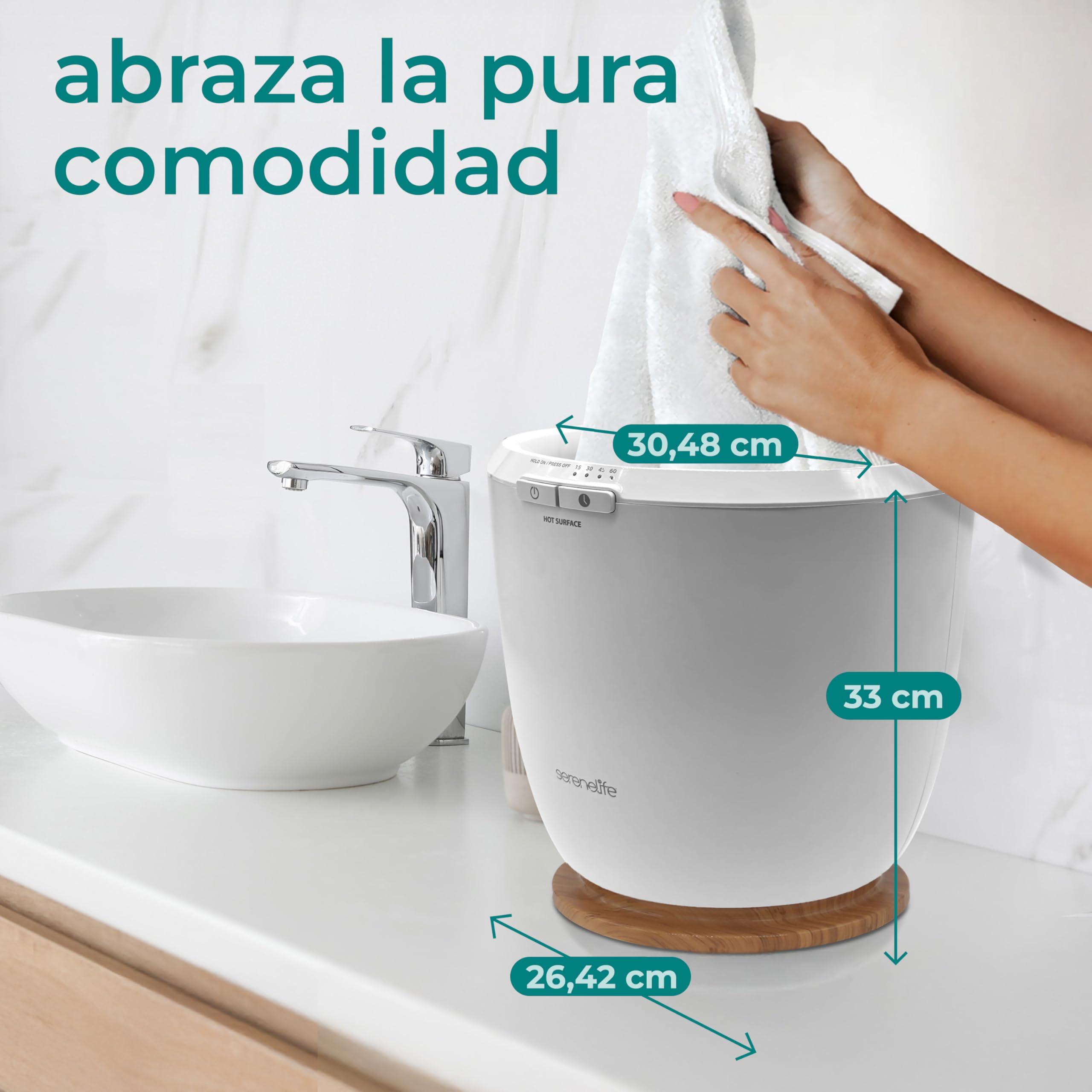 SereneLife calentador de toallas de encimera, Towel warmer, Spa, Calientatoallas, Electrico, Para baño, Apagado automatico, Portatil, ideal tambien para Pijamas, Manta, Bata de baño
