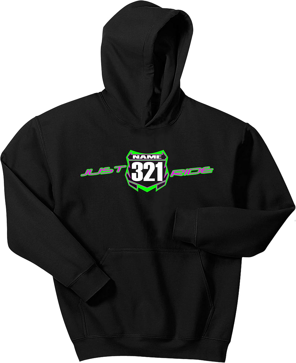 JUST RIDE Motocross Number Plate Custom Personalized Hoodie Sweat Shirt Jacket