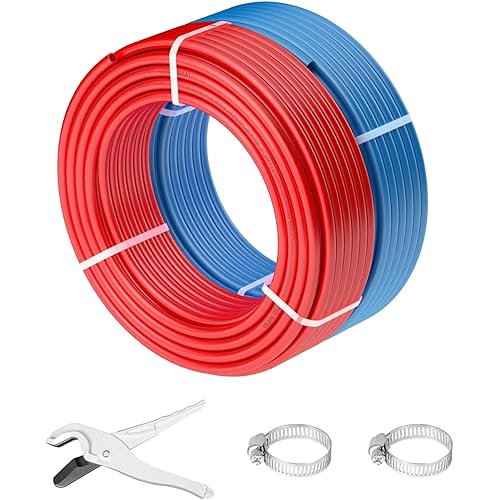 Pex B 1/2 Inch Pipe Expansion Water Tubing Tool Kit Komplete Crimping Cutter Line Fittings Air Insulated Plumbing 2 x100ft For Hot And Cold Water
