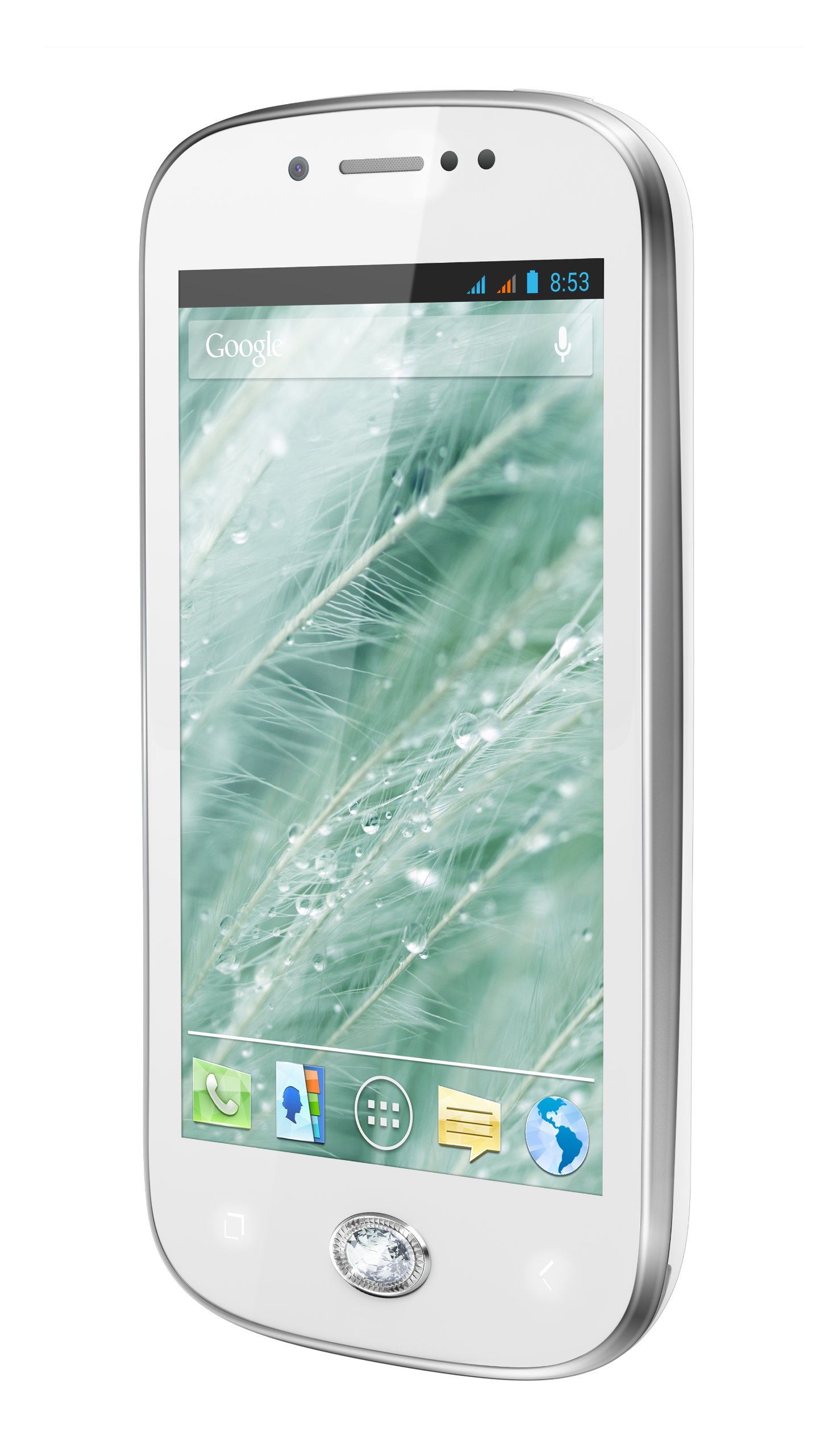 Wiko Sublim made Smartphone with Swarovski Zirconia (10,2 cm IPS, 1 gHz, duplice-Rdzeń, 512MB RAM, 4 GB Pamięć, 5 MP aparat fotograficzny, duplice-SIM) Biały
