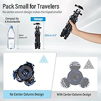 Vista 2 de SIRUI AM203 Mini trípode de viaje con cabeza de bola B00K de 360°, trípode de aluminio ligero para viajes y uso de mesa, carga máxima de 20