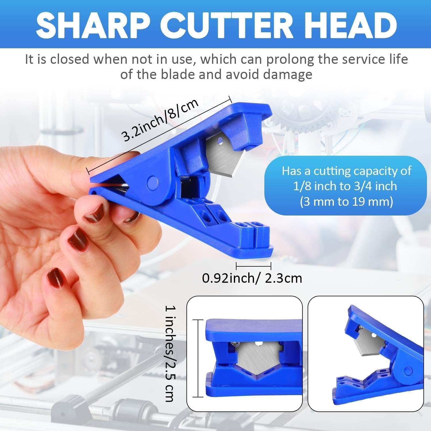 Supreme Control System Tube Cutter for PU, PE, PTFE, Plastic, Nylon, Drip TUBING - Portable ABS Shell with S. S. Blade Accurate Cutting 3mm to 19mm OD Tube | Tubing Cutter (Pack of 2) 1