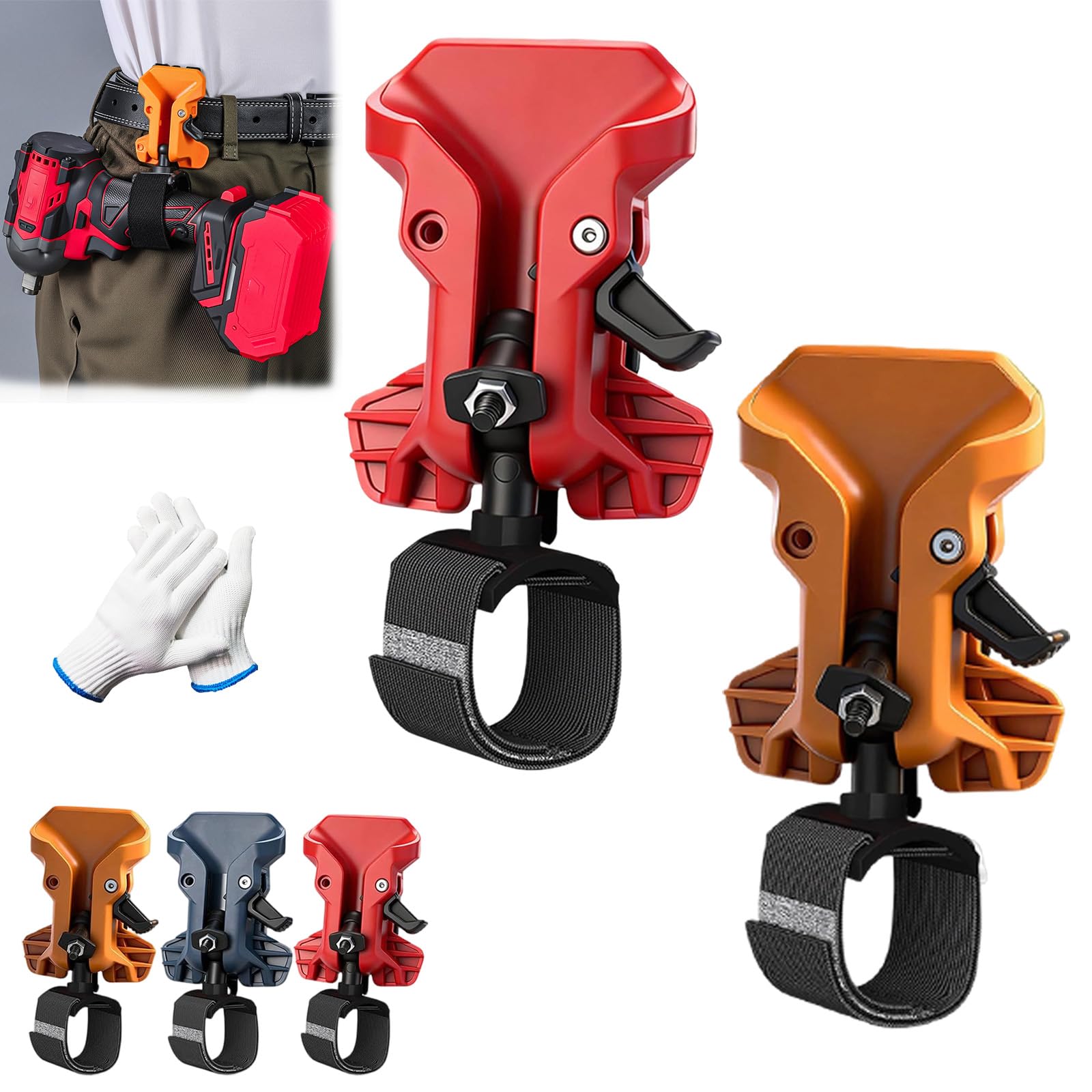 Portable Self-Locking Power Tool Holster, Drill Holster for Belt, Versatile Compatibility Tool Holster Clip Made from High-Strength ABS for Electrician Carpenter Plumber Technician (2PC-D)