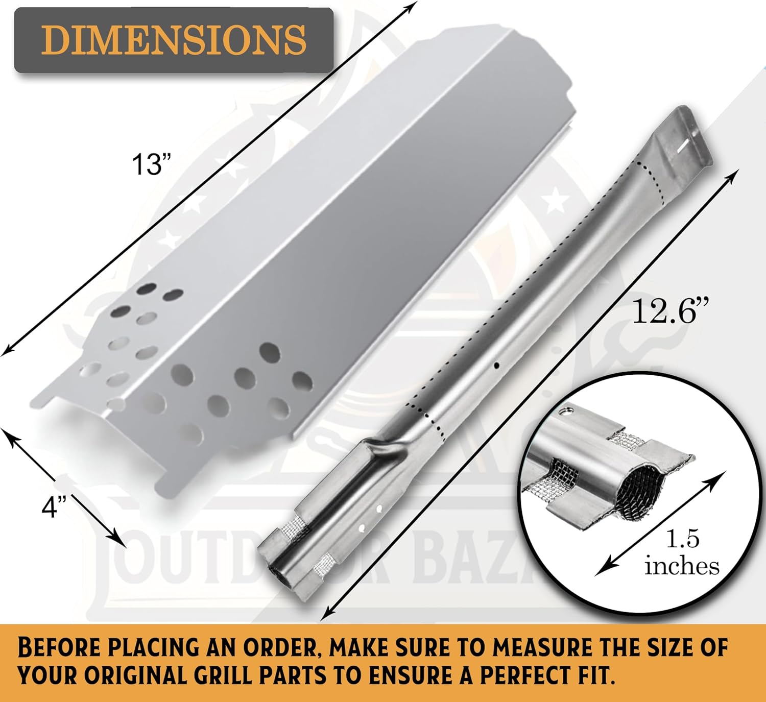 Replacement Parts for Charbroil - Set of Cooking Grid, 3 Grill Burners, 3 Charbroil Heat Plates and 2 Crossover Tubes for Char Broil Classic 360 3 Burner, G215-0203-W1, G305-0006-W1