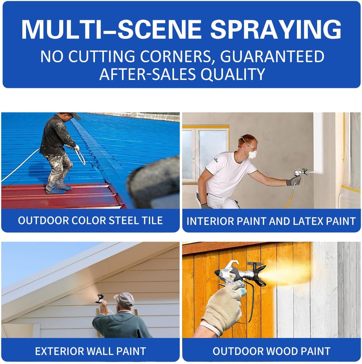Cordless Airless Paint Sprayer, 21V Battery Powered, 2.5 L/Min High Pressure, 2L Capacity, 3 Adjustable Speeds, 5m Hose, 2 Rechargeable Batteries, for Wall Painting and DIY